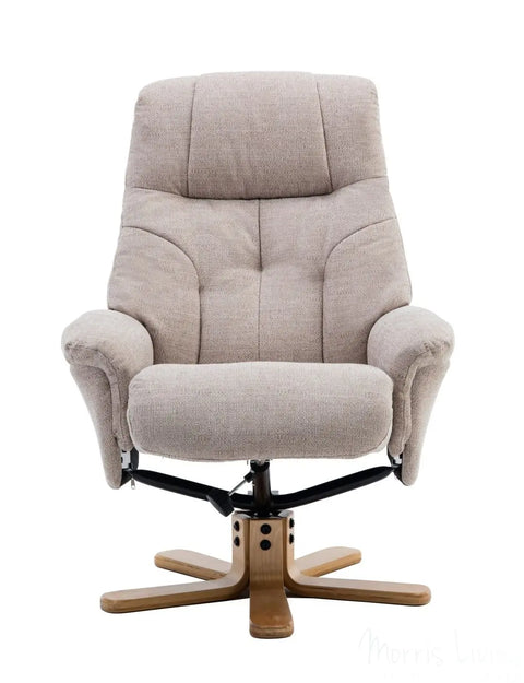 Dubai Lisbon Wheat Fabric Swivel Recliner Chair With Matching Footstool GFA - image 3