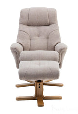 Dubai Lisbon Wheat Fabric Swivel Recliner Chair With Matching Footstool GFA - thumbnail 5