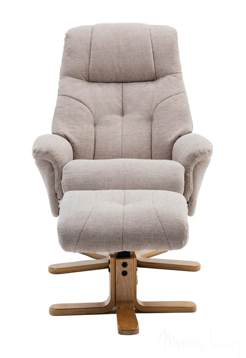 Dubai Lisbon Wheat Fabric Swivel Recliner Chair With Matching Footstool GFA - image 5