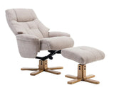 Dubai Lisbon Wheat Fabric Swivel Recliner Chair With Matching Footstool GFA - thumbnail 7