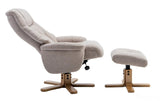 Dubai Lisbon Wheat Fabric Swivel Recliner Chair With Matching Footstool GFA - thumbnail 9