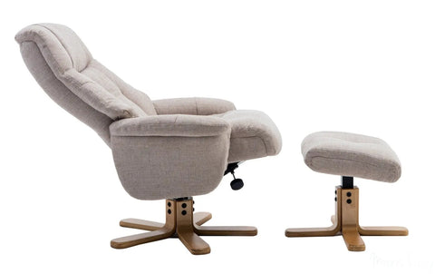 Dubai Lisbon Wheat Fabric Swivel Recliner Chair With Matching Footstool GFA - image 9