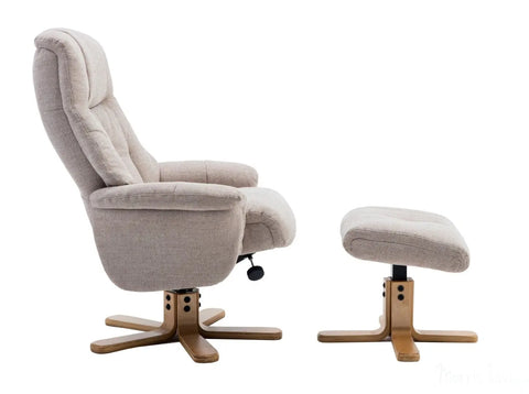Dubai Lisbon Wheat Fabric Swivel Recliner Chair With Matching Footstool GFA - image 10