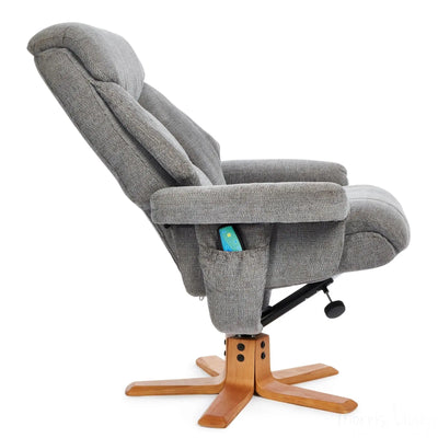 Exmouth Fabric Swivel Recliner Massage Chair & Footstool Charcoal Grey Morris Living