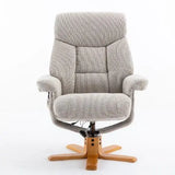 Exmouth Fabric Swivel Recliner Massage Chair & Footstool in Sand Morris Living