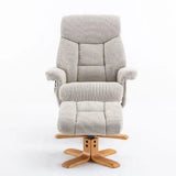 Exmouth Fabric Swivel Recliner Massage Chair & Footstool in Sand Morris Living