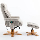 Exmouth Fabric Swivel Recliner Massage Chair & Footstool in Sand Morris Living