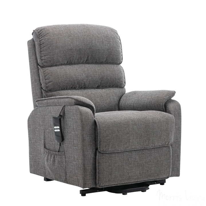 Henley Riser Recliner Mobility Chair, Dual Motor, Heat & Massage in Lisbon Grey Fabric Morris Living - image 1