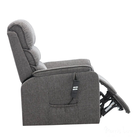 Henley Riser Recliner Mobility Chair, Dual Motor, Heat & Massage in Lisbon Grey Fabric Morris Living - image 5