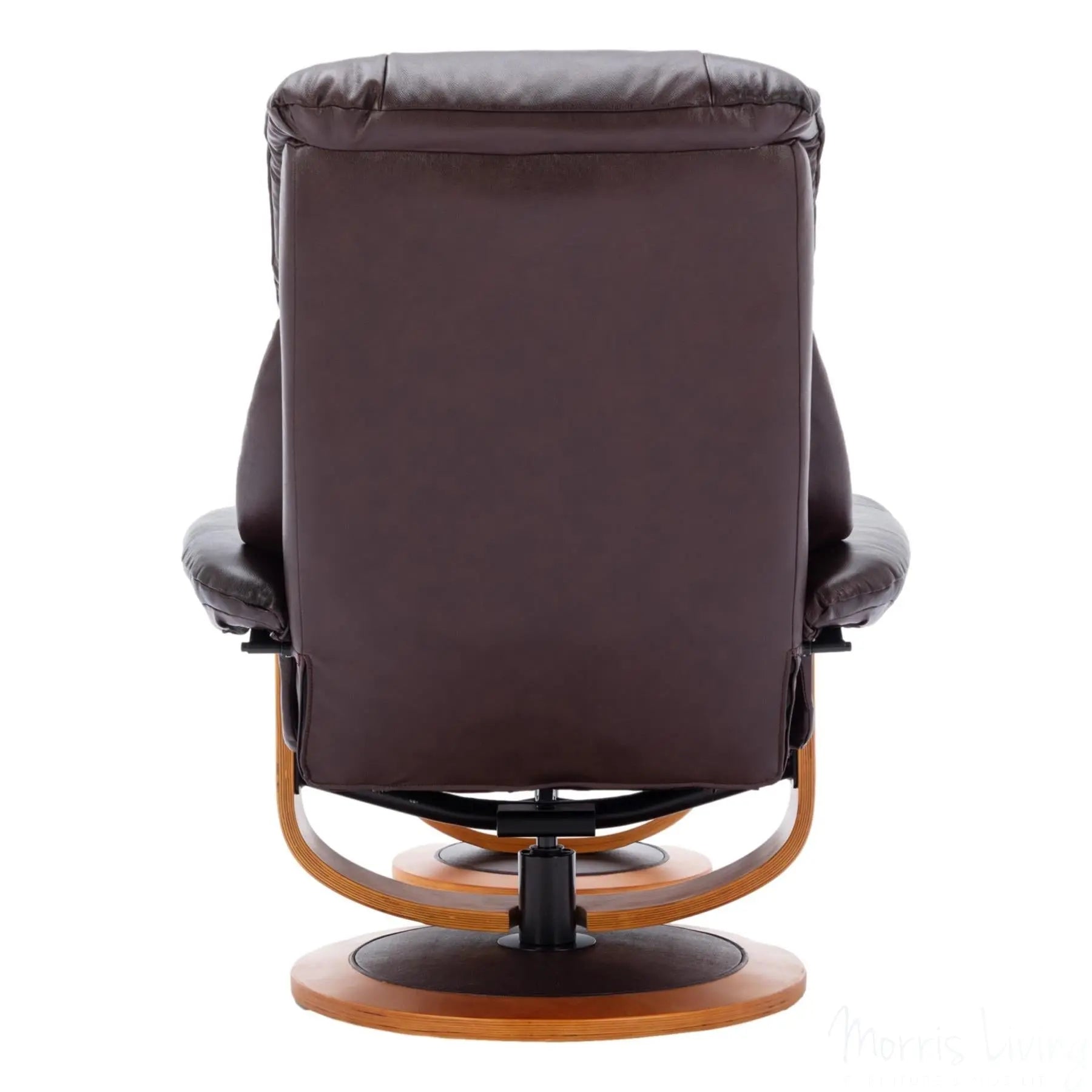 Hereford Genuine Leather Chestnut Brown Swivel Reclining Chair & Footstool - Refurbished Morris Living