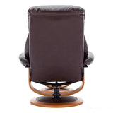 Hereford Genuine Leather Chestnut Brown Swivel Reclining Chair & Footstool - Refurbished Morris Living