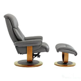 Hereford Genuine Leather Grey Swivel Reclining Chair Matching Footstool Morris Living