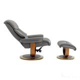 Hereford Genuine Leather Grey Swivel Reclining Chair Matching Footstool Morris Living