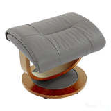 Hereford Genuine Leather Grey Swivel Reclining Chair Matching Footstool Morris Living