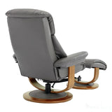 Hereford Genuine Leather Grey Swivel Reclining Chair Matching Footstool Morris Living
