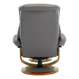 Hereford Genuine Leather Grey Swivel Reclining Chair Matching Footstool Morris Living
