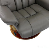 Hereford Genuine Leather Grey Swivel Reclining Chair Matching Footstool Morris Living