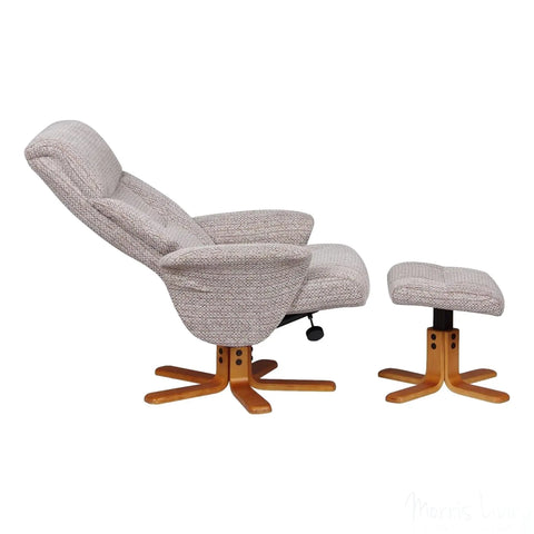 Marseille Fabric Swivel Recliner Chair And Footstool In Wheat GFA - image 3