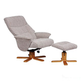 Marseille Fabric Swivel Recliner Chair And Footstool In Wheat GFA - thumbnail 4