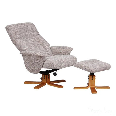Marseille Fabric Swivel Recliner Chair And Footstool In Wheat GFA - image 4