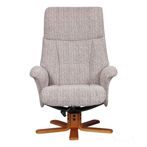 Marseille Fabric Swivel Recliner Chair And Footstool In Wheat GFA - image 6