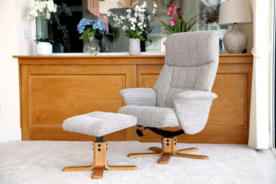 Marseille Fabric Swivel Recliner Chair And Footstool In Wheat GFA