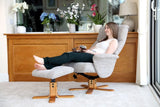 Marseille Fabric Swivel Recliner Chair And Footstool In Wheat GFA - thumbnail 9