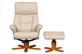 Marseille Faux Leather Swivel Recliner Chair And Footstool In Cafe Latte GFA - thumbnail 2