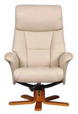 Marseille Faux Leather Swivel Recliner Chair And Footstool In Cafe Latte GFA - thumbnail 3