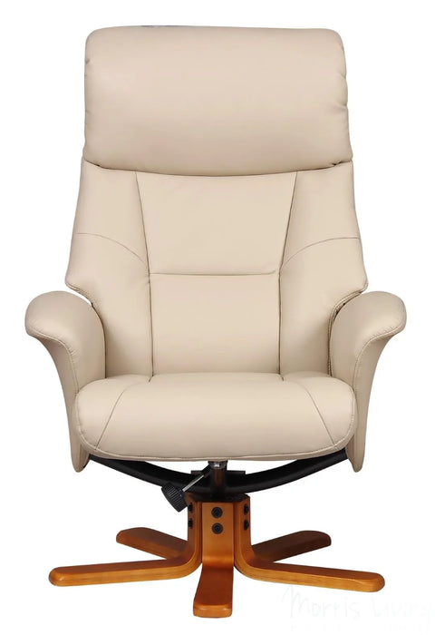 Marseille Faux Leather Swivel Recliner Chair And Footstool In Cafe Latte GFA - image 3