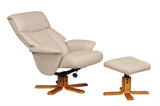 Marseille Faux Leather Swivel Recliner Chair And Footstool In Cafe Latte GFA - thumbnail 4