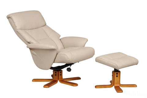 Marseille Faux Leather Swivel Recliner Chair And Footstool In Cafe Latte GFA - image 4