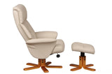 Marseille Faux Leather Swivel Recliner Chair And Footstool In Cafe Latte GFA - thumbnail 5