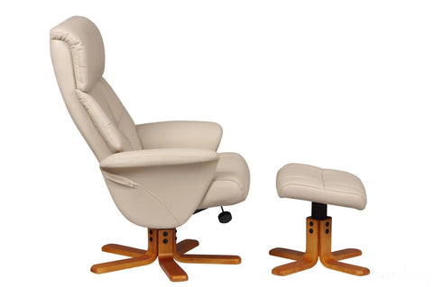 Marseille Faux Leather Swivel Recliner Chair And Footstool In Cafe Latte GFA - image 5