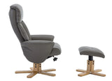 Marseille Faux Leather Swivel Recliner Chair In Grey With Footstool GFA - thumbnail 2
