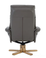 Marseille Faux Leather Swivel Recliner Chair In Grey With Footstool GFA - thumbnail 4
