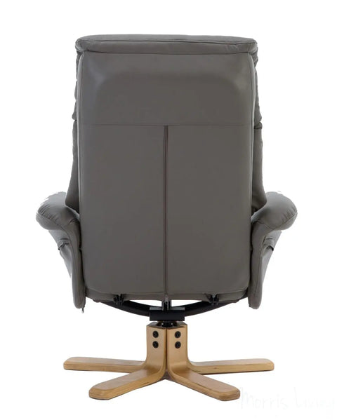 Marseille Faux Leather Swivel Recliner Chair In Grey With Footstool GFA - image 4