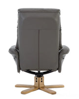 Marseille Faux Leather Swivel Recliner Chair In Grey With Footstool GFA