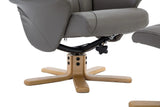 Marseille Faux Leather Swivel Recliner Chair In Grey With Footstool GFA - thumbnail 6