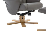 Marseille Faux Leather Swivel Recliner Chair In Grey With Footstool GFA