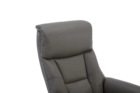 Marseille Faux Leather Swivel Recliner Chair In Grey With Footstool GFA - image 8