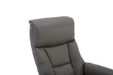 Marseille Faux Leather Swivel Recliner Chair In Grey With Footstool GFA