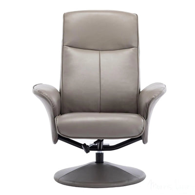 Memphis Swivel Recliner Chair & Footstool in Grey Faux Leather Morris Living