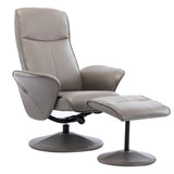 Memphis Swivel Recliner Chair & Footstool in Grey Faux Leather Refurbished Morris Living