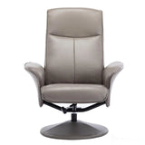 Memphis Swivel Recliner Chair & Footstool in Grey Faux Leather Refurbished Morris Living