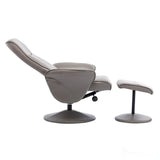 Memphis Swivel Recliner Chair & Footstool in Grey Faux Leather Refurbished Morris Living