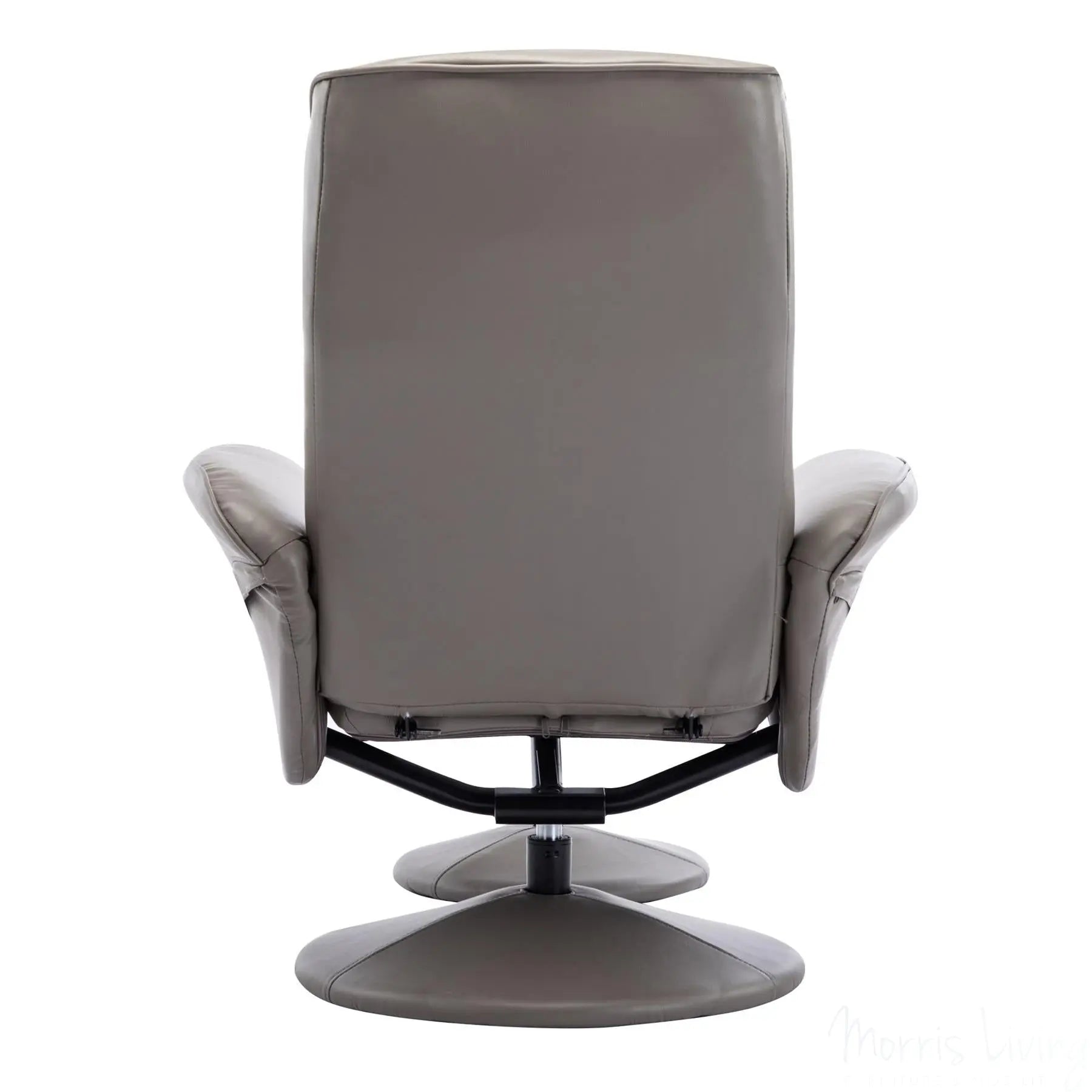 Memphis Swivel Recliner Chair & Footstool in Grey Faux Leather Refurbished Morris Living