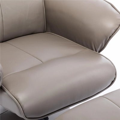 Memphis Swivel Recliner Chair & Footstool in Grey Faux Leather Refurbished Morris Living