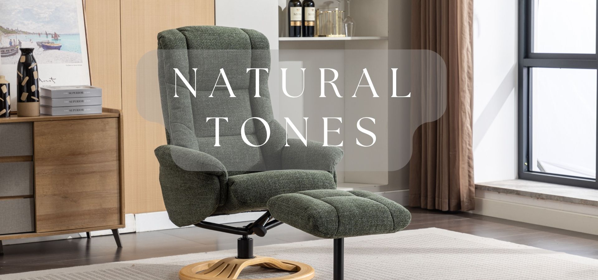The Denver Swivel Recliner Chair & Footstool - Genuine Leather - Brown Morris Living
