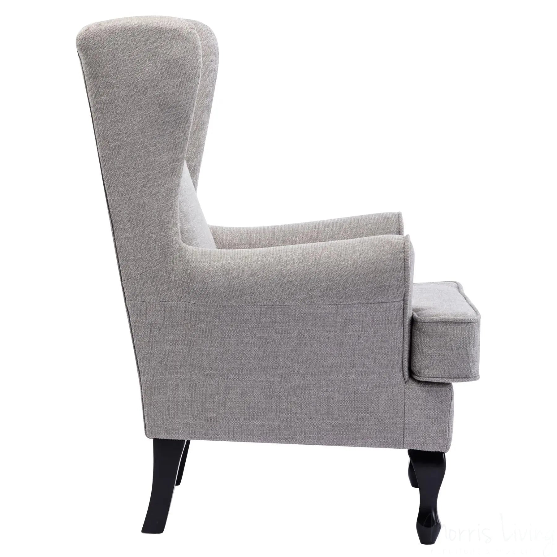 Nelson Fireside Chair in Silver Fabric - 18.5" Height - Orthopedic Chair Morris Living